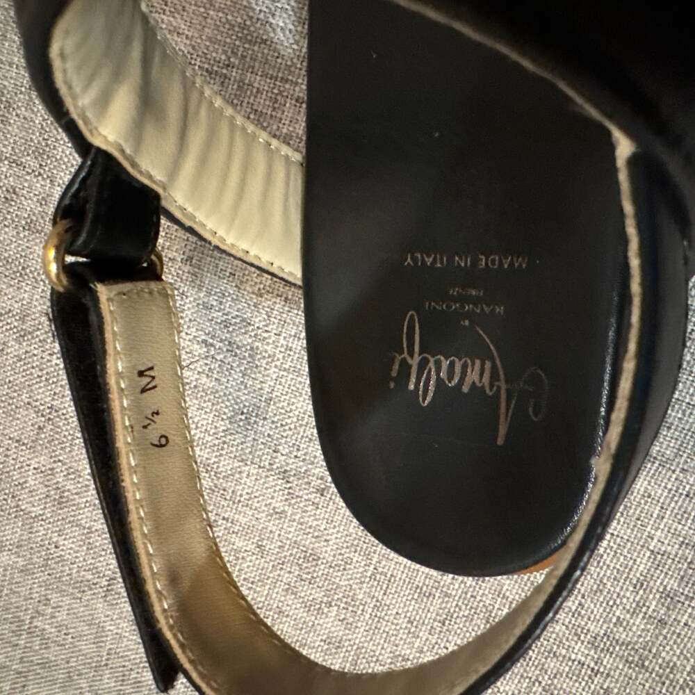 Amalfi by Rangoni Babele Black Leather Platform Slingback Sandals - Picture 4 of 4